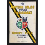 1950 British & Irish Lions Rugby New Zealand Tour programme - v Taranaki, at New Plymouth, 8th July,