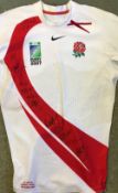 Joe Worsley 2007 England Rugby World Cup Semi Final match worn signed shirt: v France played on 13th