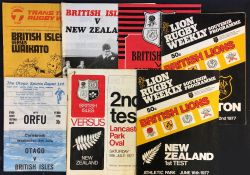 1977 British & Irish Lions Rugby New Zealand tour programmes (7) - including v Otago, Canterbury,