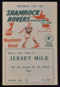 1957/58 European Cup Shamrock Rovers v Manchester United official Football Programme 25 September