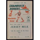 1957/58 European Cup Shamrock Rovers v Manchester United official Football Programme 25 September