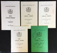 Interesting collection of 5x Caerphilly RFC annual dinner menus some signed by Wales and Lions