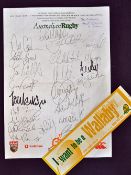2000 Australia rugby tour signed letter headed paper - signed by 23 players from the game against