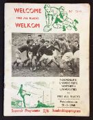 1960 South Africa Northern Universities v New Zealand All Blacks programme - 54pp with pictorial