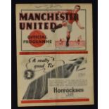 Pre-war 1938/39 Manchester United v Wolverhampton Wanderers Div. 1 Football Programme 12 November