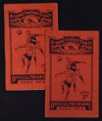 Pre-War Arsenal 1937/38 Football Programmes v Charlton Athletic, v Preston NE (FAC). Fair-Good. (2)