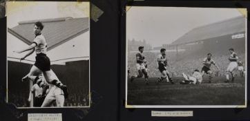 Wolverhampton Wanderers early 1960's photograph album with large b&w photos of players, match action