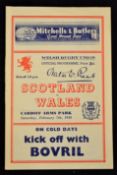 1948 Wales v Scotland Rugby Programme: usual interesting illustrated issue for this first official