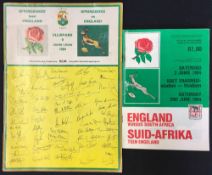 2x 1984 South Africa v England rugby test programmes - for the 1st and 2nd test programmes, A/G (2)