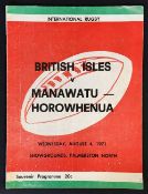 1971 British Lions v Manawatu - Horowhenua programme - played at Palmerston North (39-6 Lions