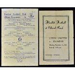 1953/54 Leeds United v Dundee Football Programme date 16 Nov 4 pager, plus 1952/53 Everton