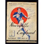 Rare 1950 Newcastle v England Rugby League signed programme: played at Newcastle Sports Ground on