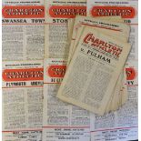 Collection of 1950's Charlton Athletic home programmes to include 1950/51 Fulham, 1951/52 Wolves