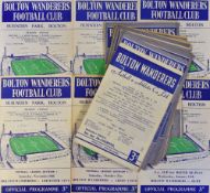 Bolton Wanderers home Football Programmes to include 1956/57 Liverpool (F), 1957/58 (11) to