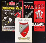 Wales on tour Rugby programmes from the 1960's onwards - 1969 v New Zealand 1st test, 1988 v
