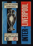 1965 European Cup Semi-Final Football Programme Inter Milan v Liverpool, fully autography by the