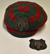 1921 Transvaal Football Association Cap belonging to Captain Alf Lowe red and green hoops, with