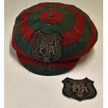 1921 Transvaal Football Association Cap belonging to Captain Alf Lowe red and green hoops, with