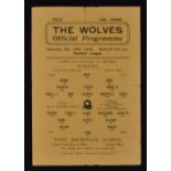 1944/45 War league Wolverhampton Wanderers v West Bromwich Albion 18 November 1944, single sheet.