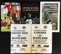 2002 Scotland Rugby Tour to North America programmes (6) - to incl v Canada double programme for 8th