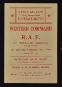 1944 Western Command v RAF at Molineux 12 February 1944 proceeds to services charities Football
