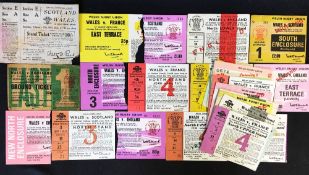 Wales Rugby Tickets (27) - including 1925 v Scotland at St Helens, with stub, overall stained with