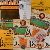 Selection of Wolverhampton Wanderers home Football programmes to include 1955/56 Manchester