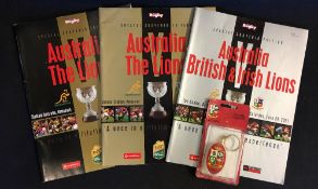 2001 British Lions v Australia Rugby tour programmes - 1st, 2nd and 3rd test matches with large