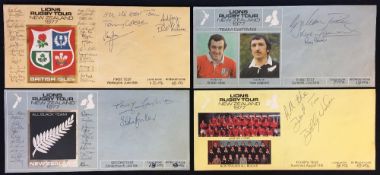 1977 British & Irish Lions set of four signed Test Match F.D.C envelopes -with filled in scores with