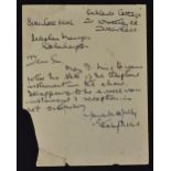 1940's letter from Stan Cullis (Wolves manager), handwritten in ink and addressed to the Telephone