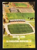 1980 British & Irish Lions Rugby South Africa tour programme - v SA Federation Invitation XV, 28pp