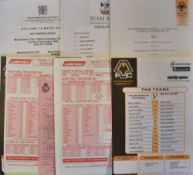 Collection of Wolverhampton Wanderers team sheets for 1996/97 season to include the Andy Thompson