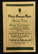 1930 British Lions v Ashburton, South Canterbury and North Otago rugby programme - played at Timaru,