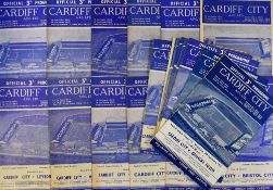 Cardiff City home Football Programmes 1957/58 Grimsby Town, Leyton Orient, 1958/59 Barnsley,