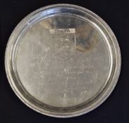 England 'The FA' Emblem Silver Plated Tray inscribed below 'presented to The Cardiff Council UEFA