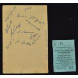 1956/57 Wolverhampton Wanderers v Borussia Dortmund match banquet menu at Victoria Hotel dated 27