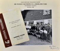 1966 Sir Stanley Matthews XI v Highlands Park FC Football Programme and Signed Photograph dated 31st