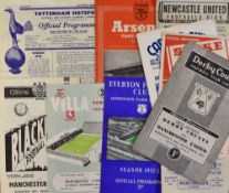 1952/53 Manchester United away Football programmes to include Derby County, Stoke City, Cardiff