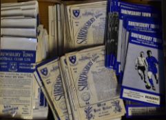 Shrewsbury Town early 1960's onwards, home Football Programmes to include league and cup,