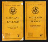 2x 1950 Scotland Five Nations rugby programmes - to include versus France (usual pocket fold clean