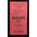 1935-36 New Zealand Rugby Tour to British Isles itinerary - 4pp small pink card booklet, plus