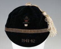 Fine Unidentified Wartime Honours cap, probably Rugby - dark navy velvet with silver braiding and