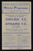 1945 Chelsea v Moscow Dynamo (Russian Champions 1st visit) Football programme dated 13 November