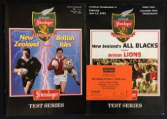 1993 British Lions v New Zealand rugby programmes and ticket - for the 1st test c/w ticket and 3rd