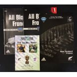 3x New Zealand v France rugby test programmes from 2000's - incl 2001 (Wellington & Auckland) and in