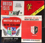 1971 British Lions v New Zealand rugby test programmes - for 1st, 2nd, 3rd and 4th tests played at