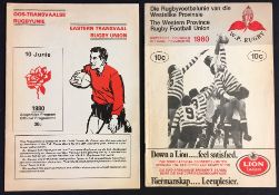 2x 1980 British & Irish Lions Rugby South Africa tour programmes - v Eastern Province and v West