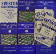 Collection of Everton home football programmes to include 1950/51 Burnley, Manchester United 1951/52