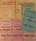 Pre-War Dulwich Hamlet home Football Programmes to include 1928/29 Nunhead (Charity Cup), Ilford