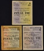 1951, 1952 and 1955 FA Cup Final tickets at Wembley. Fair at best. (3)